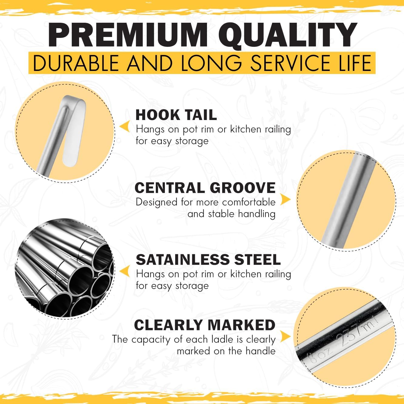 Ladle - Durable Stainless Steel Ladle Serving Measuring Soup Dressing Sauce Gravy Sturdy Dependable Long Handle for Kitchen (1, 5 Oz.)