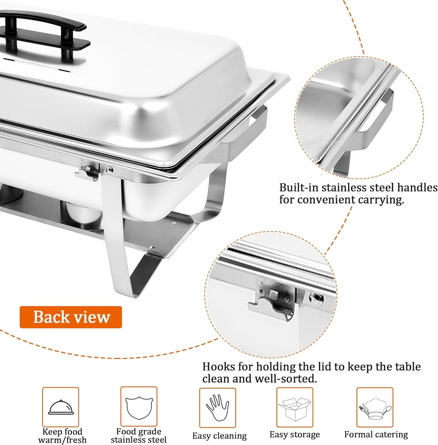 Chafing Dishes for Buffet [Set of 2/4] Stainless Steel Food Warmers for Parties 9QT Chafers and Buffet Warmers Sets Commercial Catering Chafers for Event Party