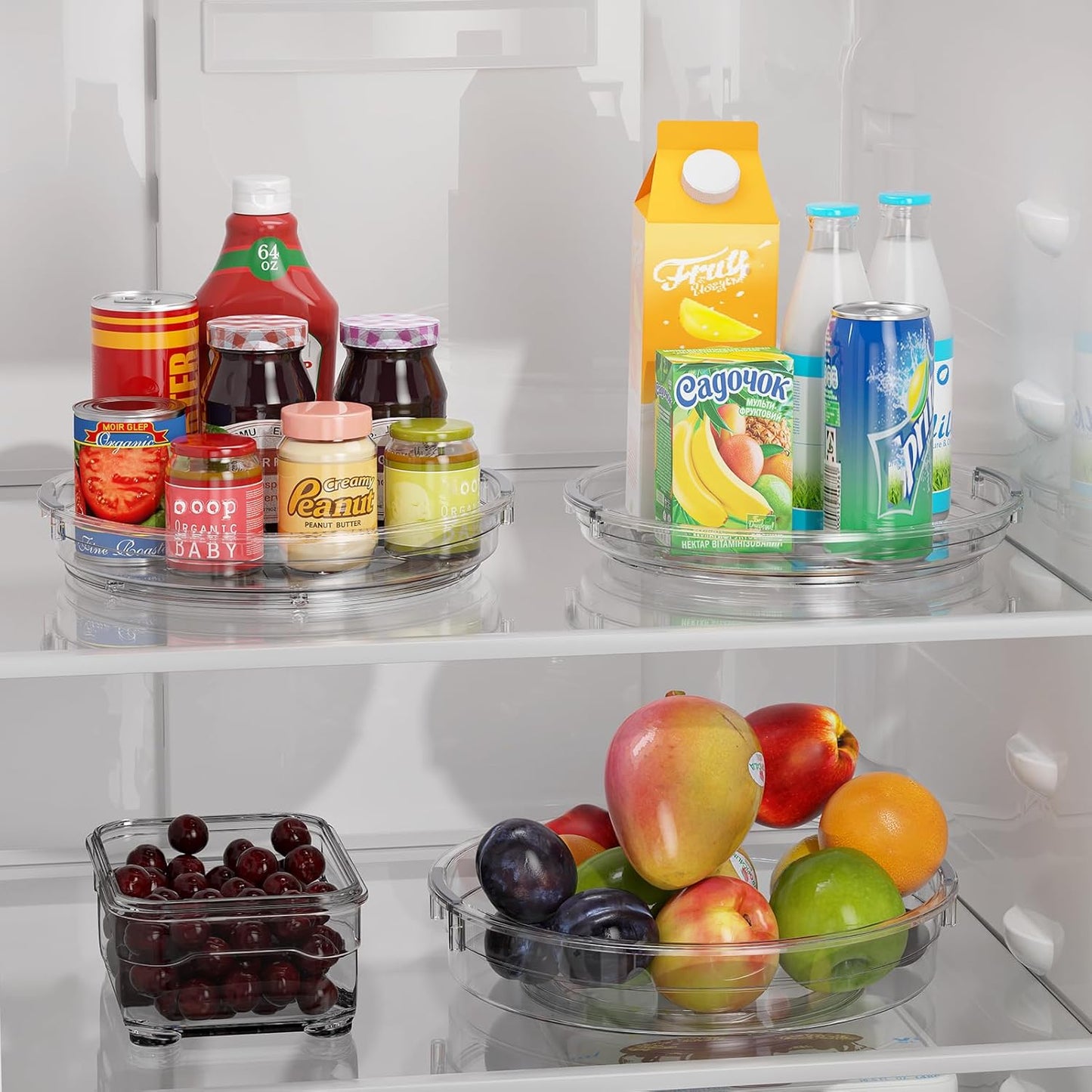 LAMU 3 Pack Lazy Susan Organizer Turntable for Cabinet, Rotating Condiment Organizer for Kitchen Pantry Organizers and Storage, Table Top, Fridge, Countertop, Spice Organization, 9.25'' 10.6'' 12''