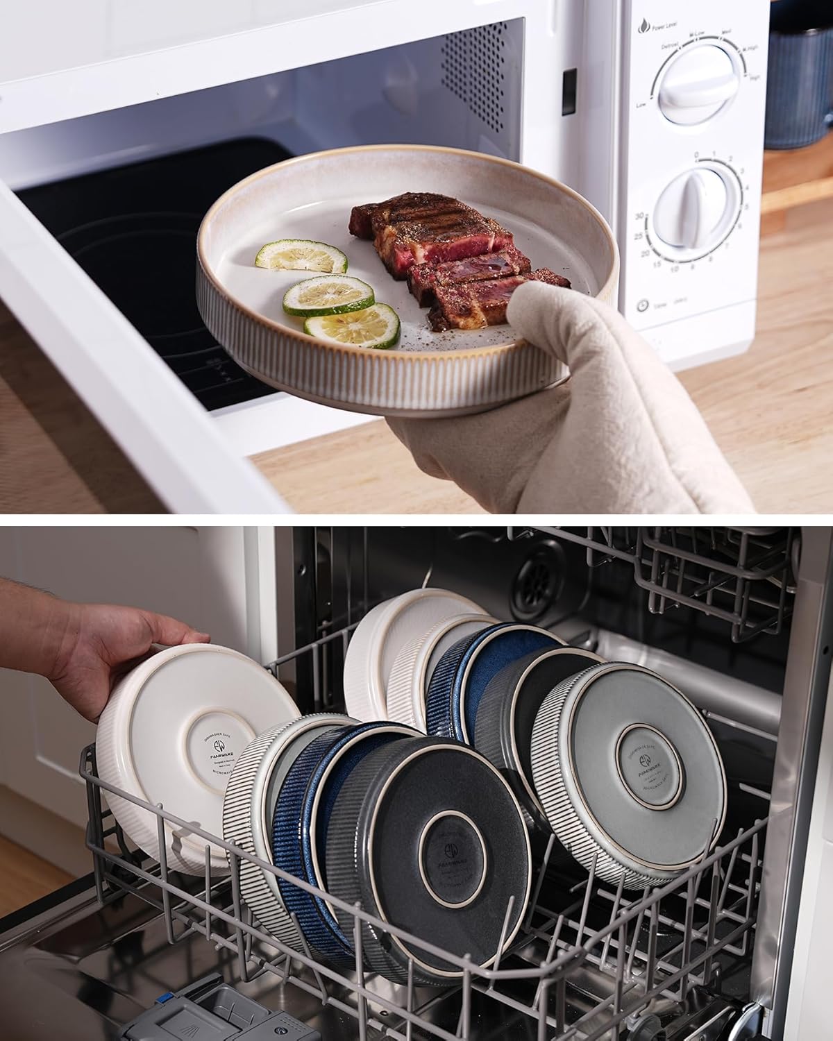 famiware Star 7.5" Pasta Bowls Set, Salad Bowl Set of 4, Double Reactive Glaze, Stackable, Ideal for Your Friend for Housewarming, Festivals, Cappuccino White