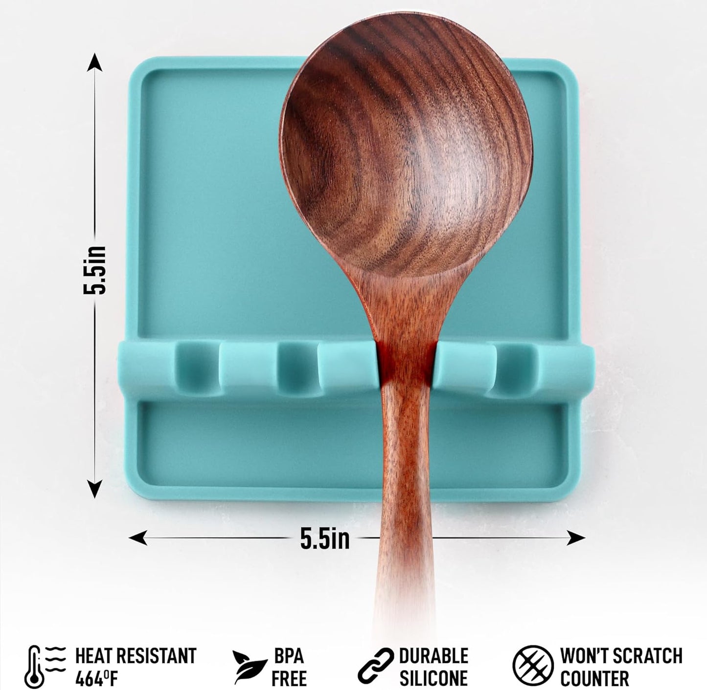 Zulay Kitchen Silicone Utensil Rest with Drip Pad for Multiple Utensils - BPA-Free, Heat-Resistant Spoon Rest & Spoon Holder for Stove Top - Kitchen Utensil Holder for Ladles & Tongs - Aqua Sky