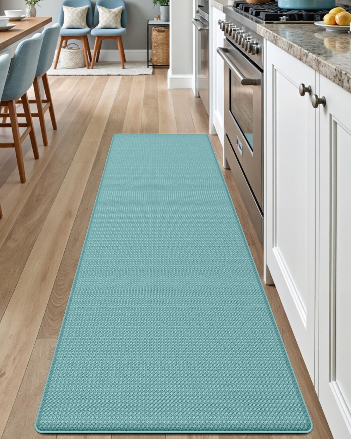 DEXI Kitchen Floor Mats Cushioned Anti Fatigue,17x59, Standing Runner Rug Waterproof, Comfort Memory Foam Padded for Front Sink Laundry, Turquoise