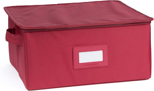 Covermates Keepsakes Dish Storage Box - Stackable, Reinforced Handles, China Storage, Scarlett Red