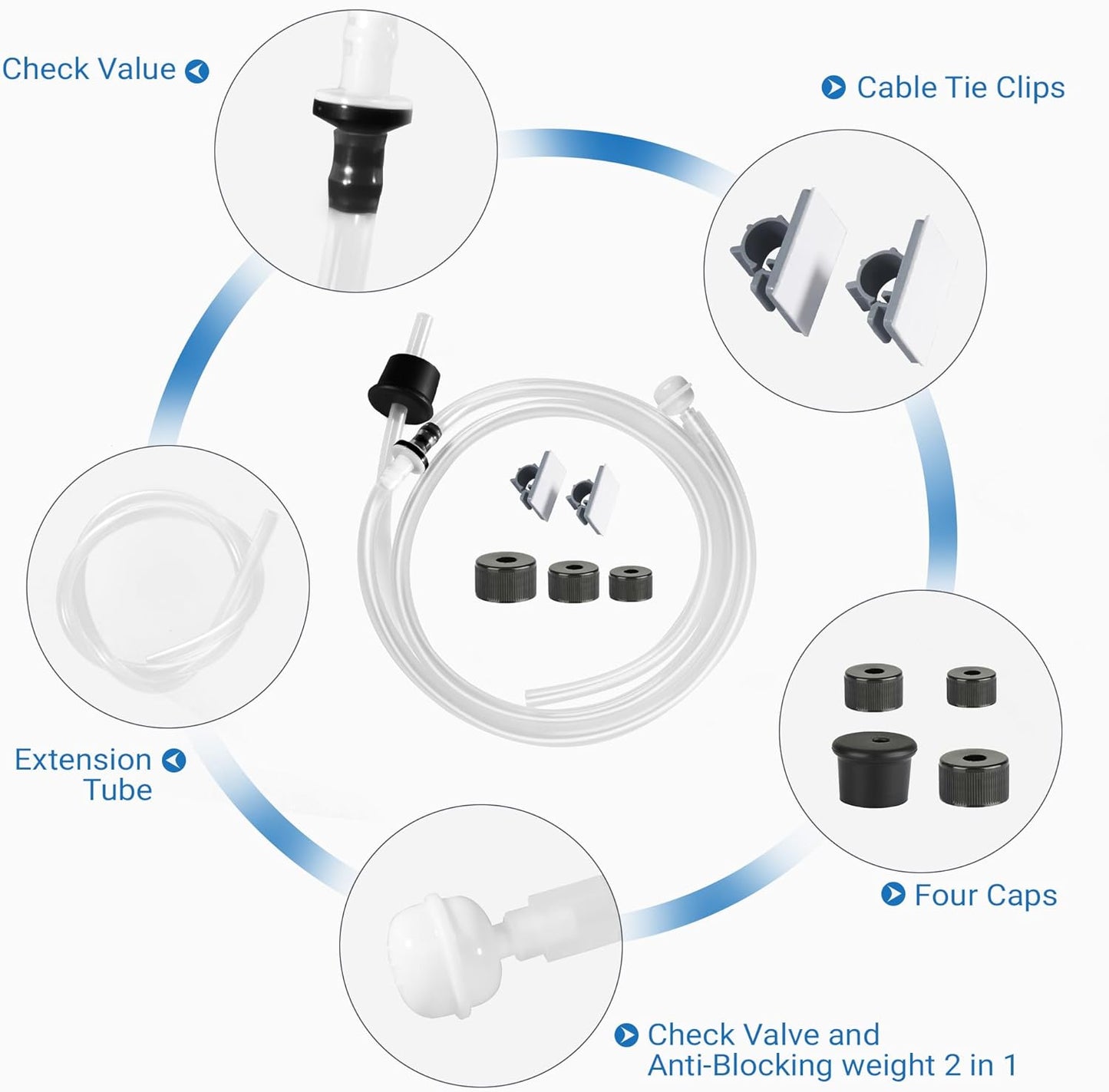 Yofidra Sink Soap Dispenser Extension Kit: Under Sink Dish Soap Dispenser with 47" Tube for Countertop Kitchen Sink Accessories, Sink Hose with Check Valve for Prevent Backflow 2PCS