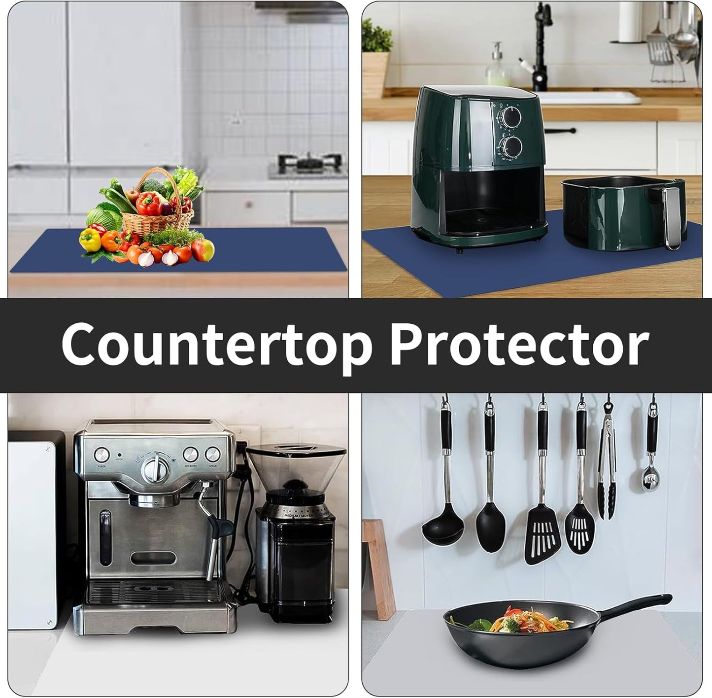 Extra Large Silicone Mats for Kitchen Counter (47.2"x23.6"x0.08"), 2mm Super-Thick Silicone Placemats for Crafts Countertop Protector, Non-Slip Heat Resistant Desk Protect Mat, Semitransparent