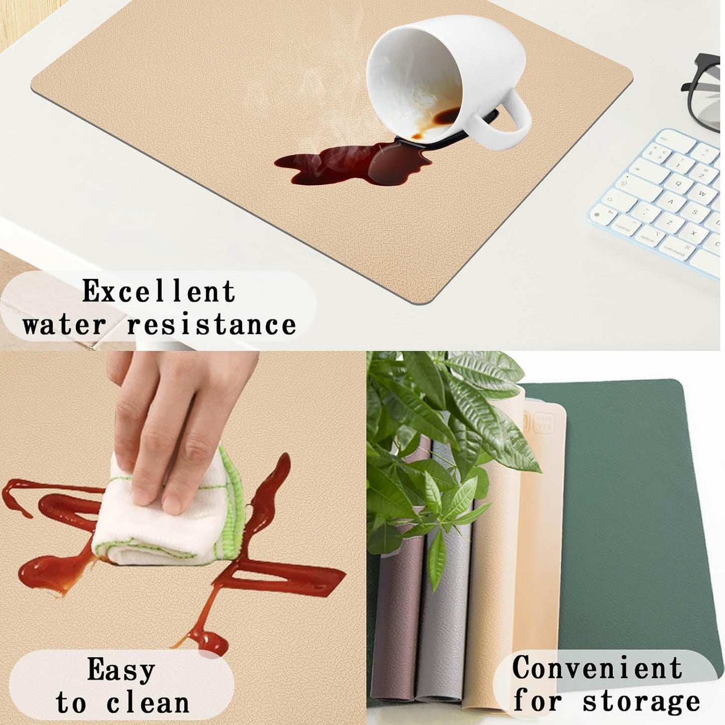 Silicone Placemats Set of 4,Heat Resistant Mats,Non-Slip Mats, Dustproof Placemats, Waterproof, Easy to Clean,Perfect for Indoor & Outdoor Dining,12.6 x 17.7 inches by Siliconty (Light Coffee)