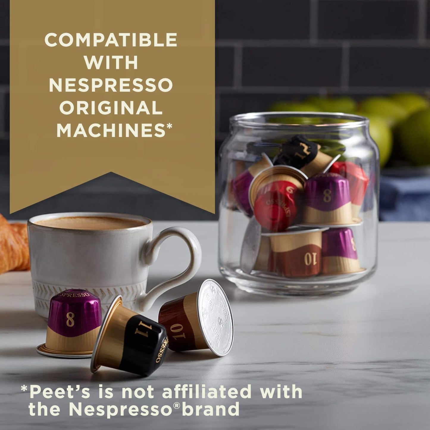 Peet's Coffee, Medium Roast Espresso Capsules, Compatible with Nespresso Original Machines - Big Bang Intensity 9, 50 Count (5 Boxes of 10 Espresso Capsules)
