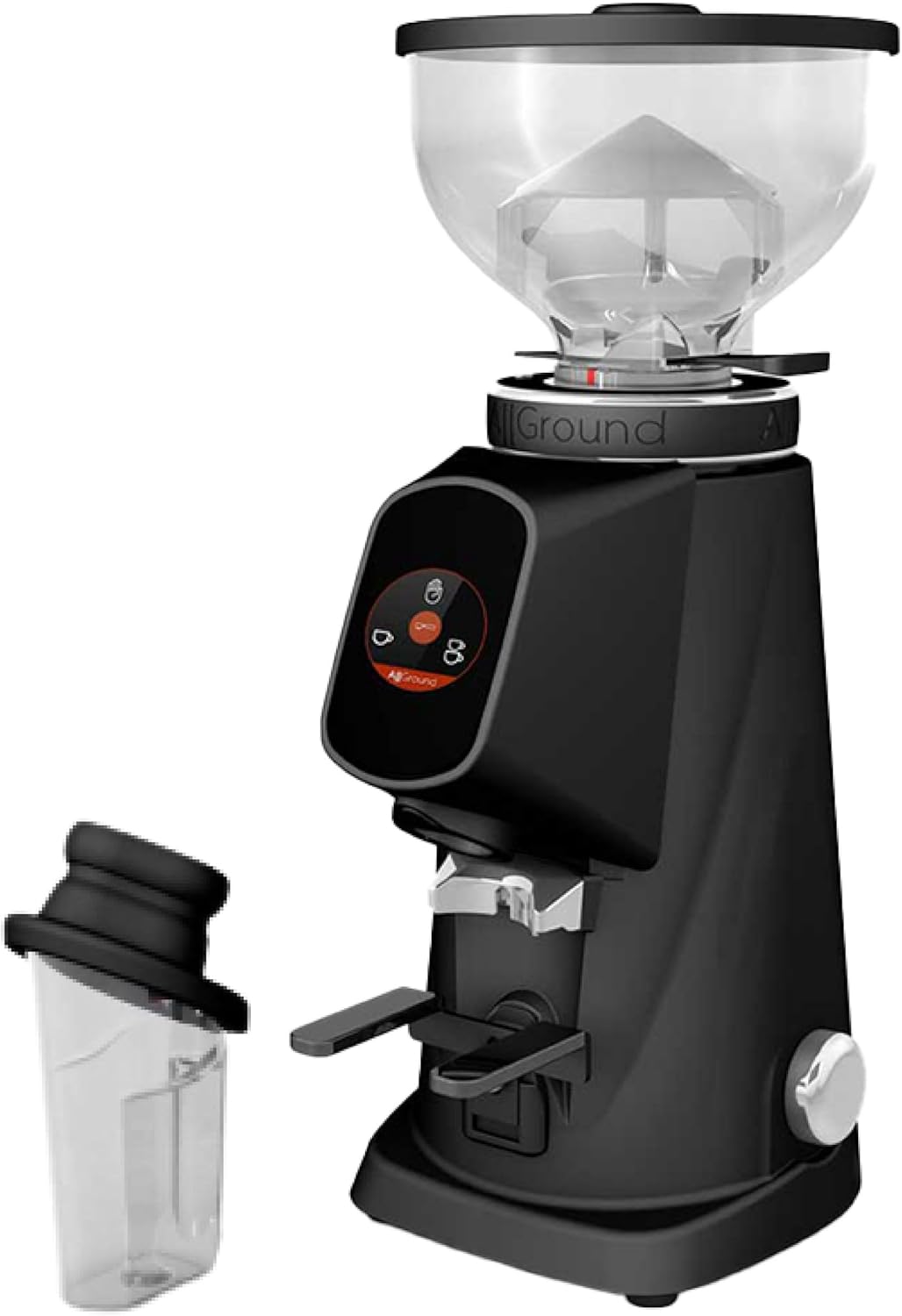 All Ground Burr Grinder/Coffee Grinder for Home/Burr Coffee Ginder/Electric Coffee Ginder/Coffee Bean Grinder - 64mm flat burrs with Container - Made in Italy (BLACK)