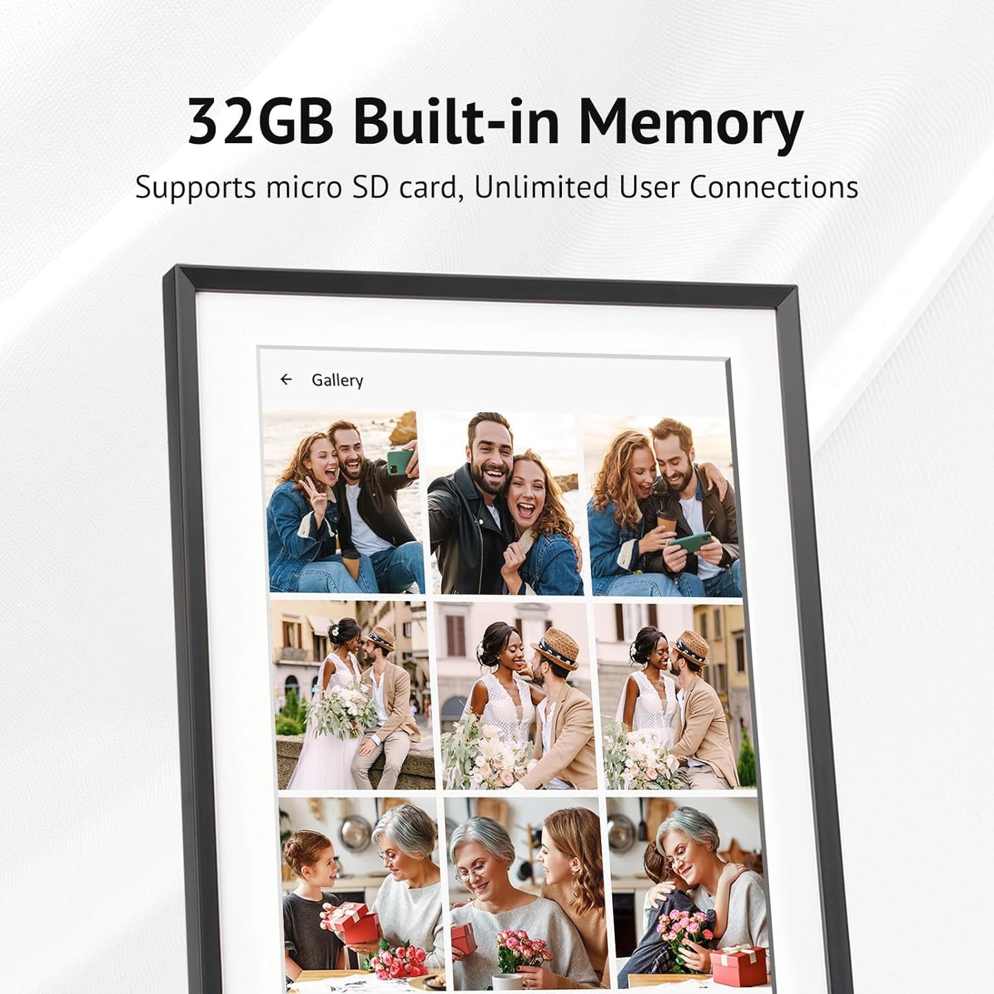 15.6'' Digital Picture Frame with 1920x1080 IPS Touch Screen, Smart Digital Photo Frame with 32GB Storage, Easy Setup to Share Photos/Videos via Free App