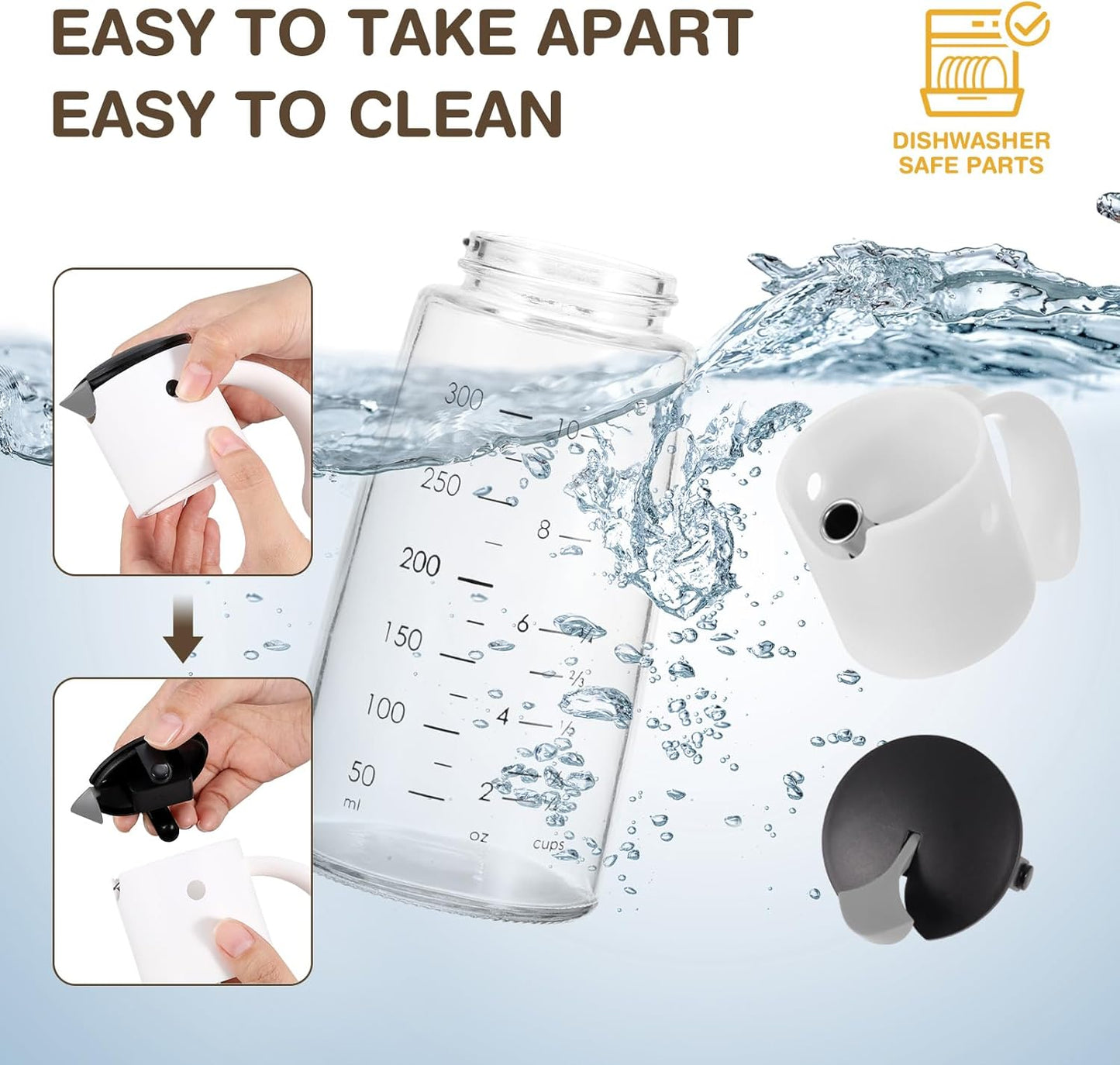 Vucchini Olive Oil Dispenser Bottle Auto Flip Vinegar Dispenser for Kitchen with No-Drip Bottle Spout Pourer(10 oz,White color)