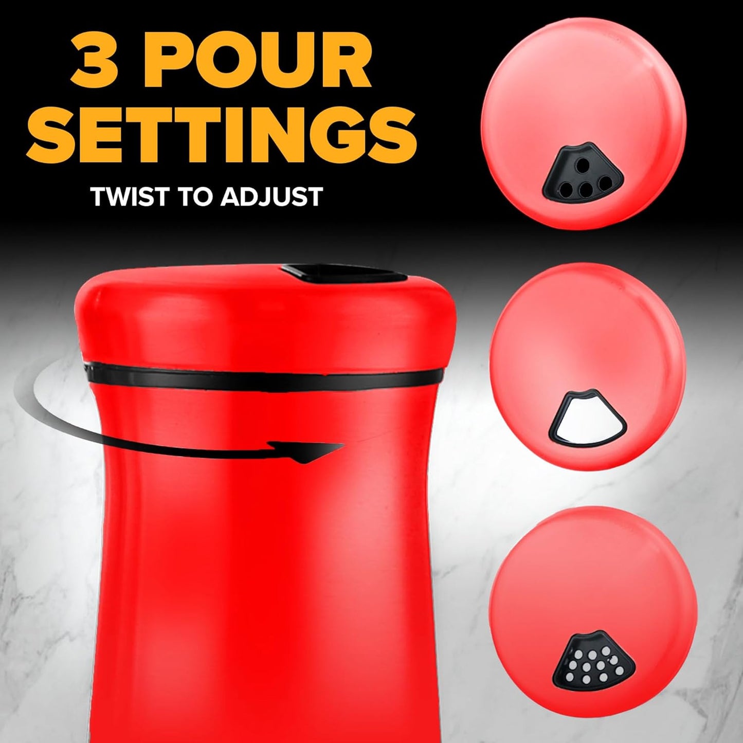 The Original Salt and Pepper Shakers set -Red- Spice Dispenser with Adjustable Pour Holes - Stainless Steel & Glass Set of 2 Bottles