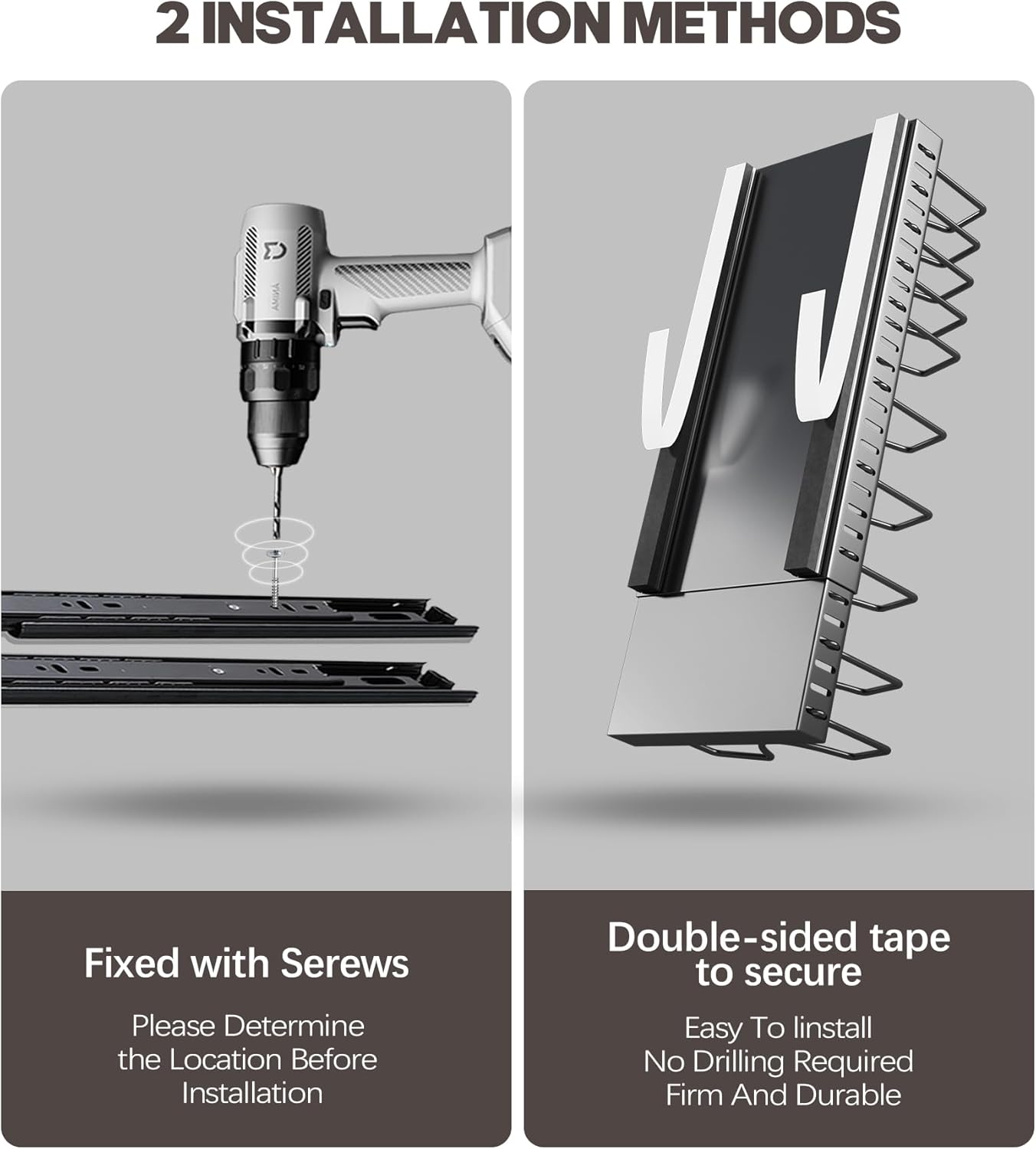 Pull Out Pots and Pans Organizer Under Cabinet, Expandable Sliding Lid Holder and Pan Rack for Kitchen, Slide Out inside Cabinet for Pot Lid, Bakeware, Dishes, 10 Adjustable Dividers, 2 Pack Black