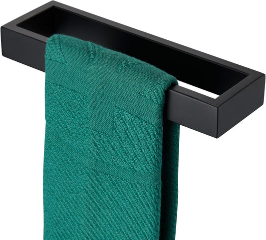 KOKOSIRI Towel Ring Matte Black Hand Towel Bar Holder 9-Inch Kitchen Rack Stainless Steel for Bathroom Hardware Wall Mounted, 1 Pack B4008BK-L9