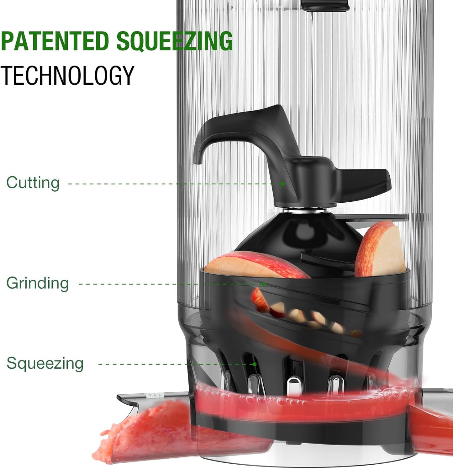 Juicer Machines, TUUMIIST Cold Press Juicer with 5.3" Extra Large Feed Chute Fit Whole Fruits & Vegetables Easy to Clean, High Juice Yield, BPA Free (Gun Grey)