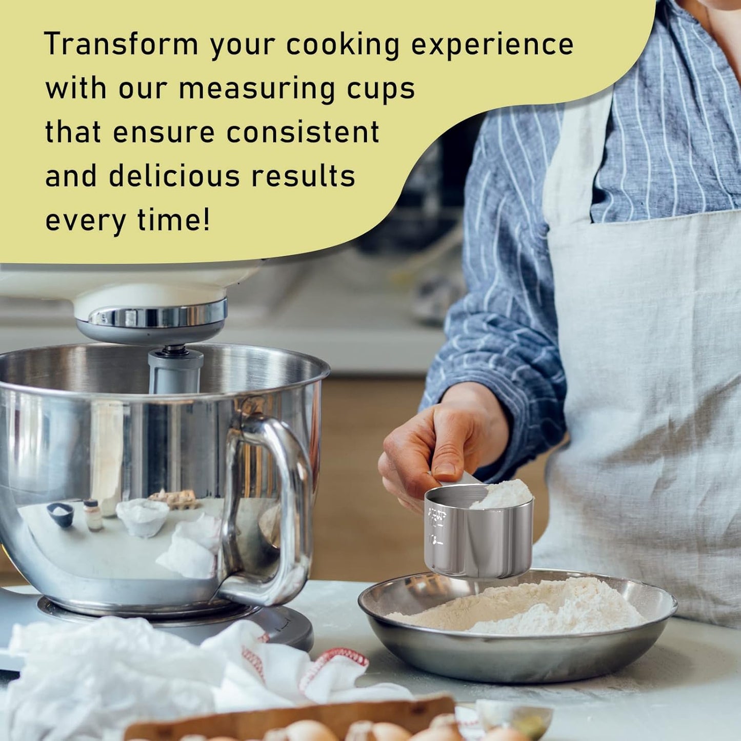 2PCS 3/4Cup (180ml, 6oz) Single Measuring Cup, Stainless Steel Measure Scoop, Metric and US Measurement, Dishwasher Safe