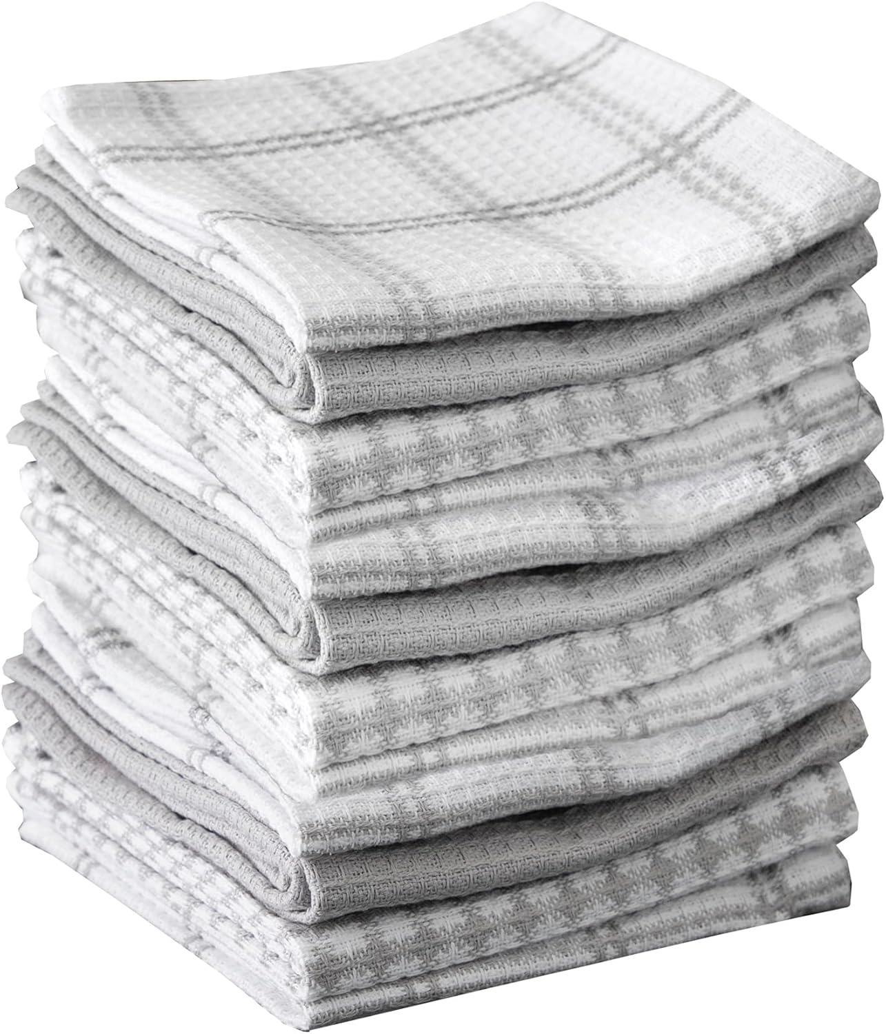T-fal Premium Waffle Dish Cloths: Highly Absorbent, Super Soft Long Lasting - 100% Cotton, 12"x13" Towel for Cleaning & Drying, (12-Pack), Gray
