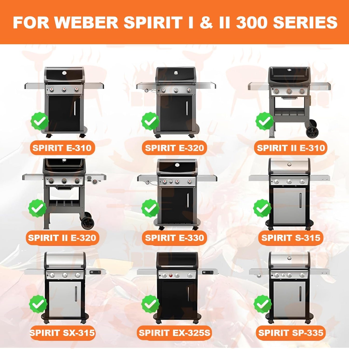 KEESHA Grill Grates for Weber Spirit 300 and GS4 Spirit II 300 Series, Spirit 700, Genesis Silver B & C, Solid Food Grade 304 Stainless Steel Cooking Grates