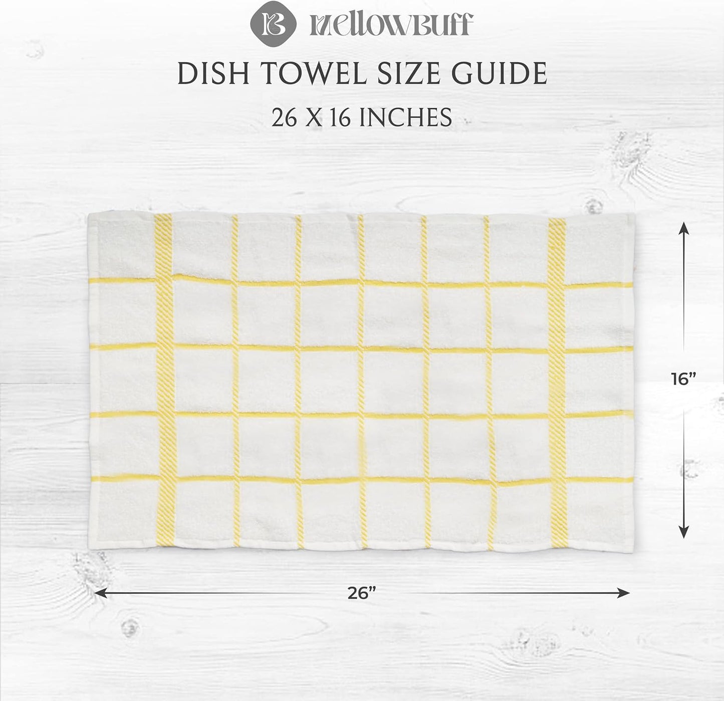 100% Cotton Terry Dish Towels, 4 pack16 x26 Inches, Super Soft and Absorbent Kitchen Towels, Perfect for Kitchen Cleaning and Dish Washing | Yellow