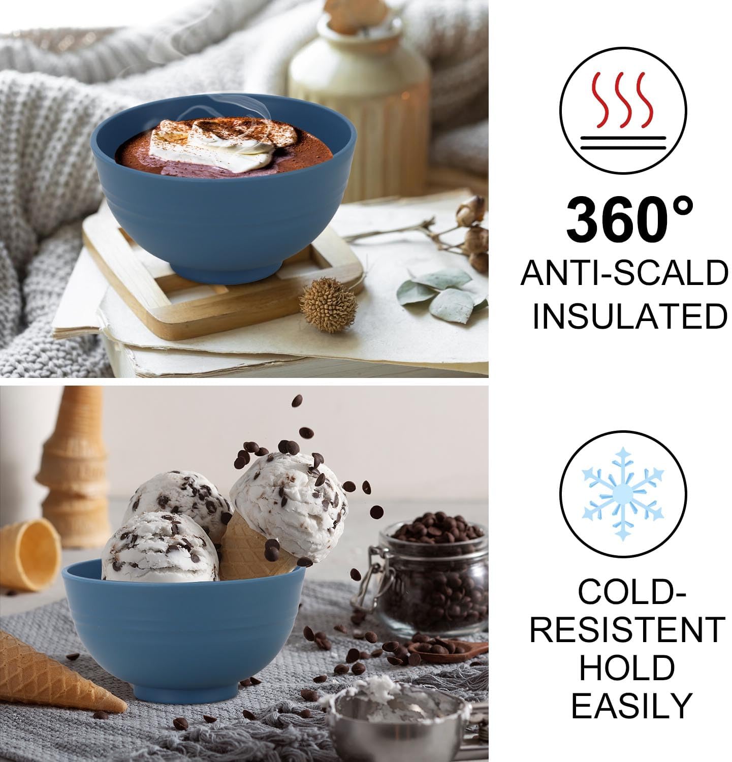 wheat straw small bowls 10oz set of 8 - Unbreakable Dessert Bowls set for kids - Mini Bowls for Ice Cream,Snack and Fruits - Microwave & Dishwasher Safe Appetizer Bowls