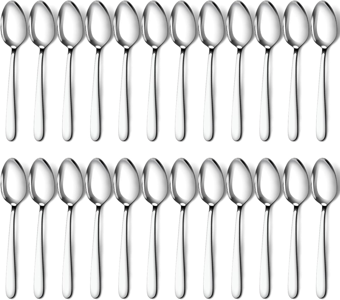 Pleafind 24 -Pcs Dinner Spoons, 7.4 inch Spoons Silverware, Stainless Steel Spoons Set, Silver Spoons, Silverware Spoons Use for Home, Kitchen, Restaurant,Dishwasher Safe, Mirror Polished