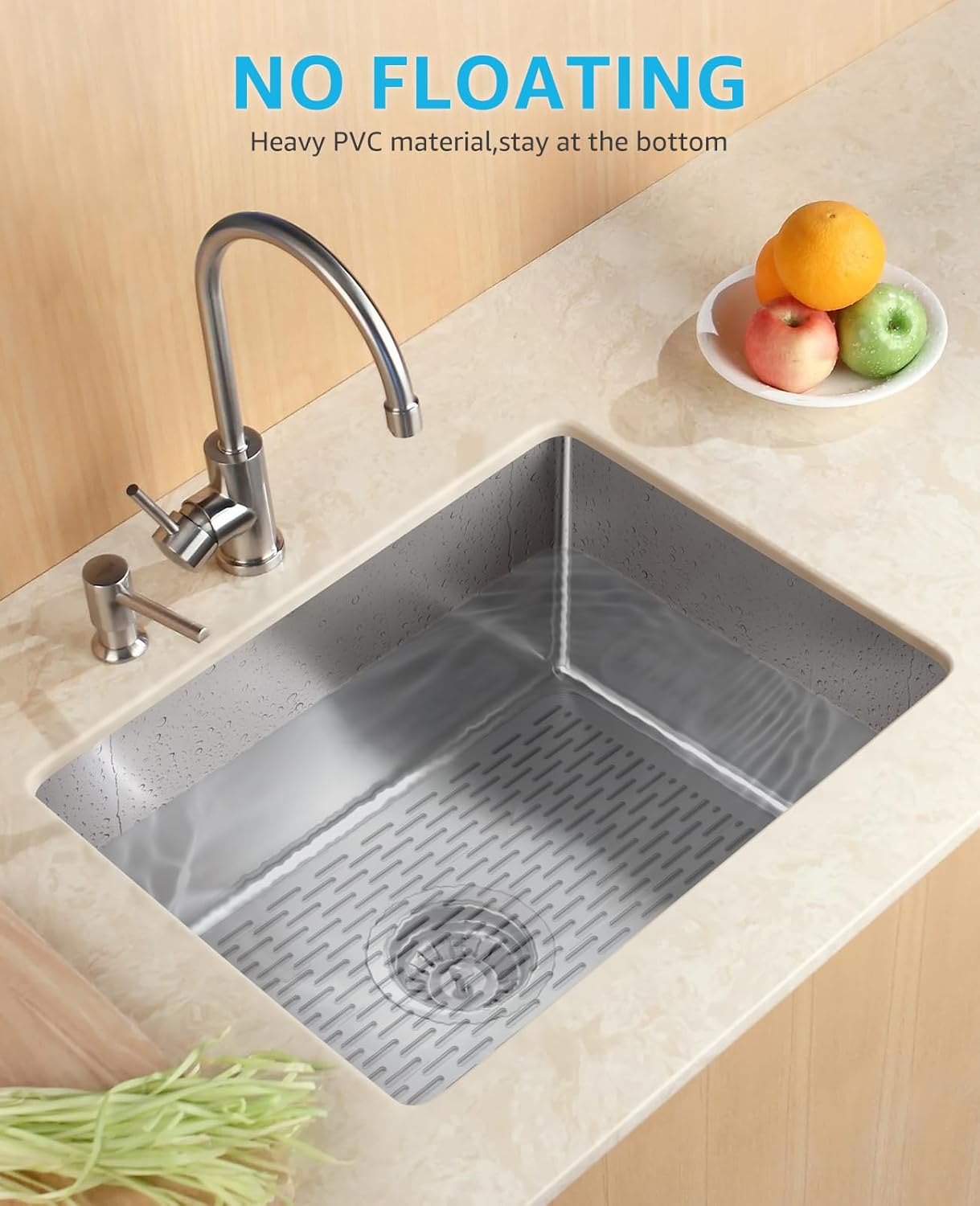 Bligli Mesh Sink Mat, 15.7 x 11.8inch Sink Prtector Mats for Kitchen Sinks, PVC Eco-Friendly Sink Protectors for Bottom of Sink, Fast Draining, Easy Cleaning, Clear