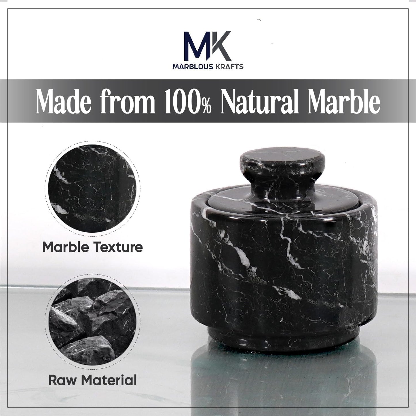 Marble Salt Cellar with Lid 3" Black Zebra Stone Salt, Sugar, Seasoning Containers for Kitchen Countertop, Modern Salt Dish, Spice Jar