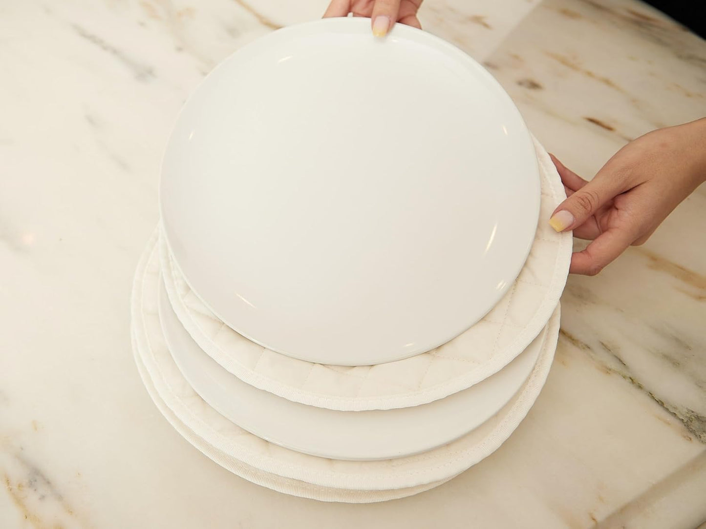 Covermates Keepsakes - Dish Storage Set - Padded Protection - ID Window - Stain Resistant - Machine Washable - China Storage, Cream