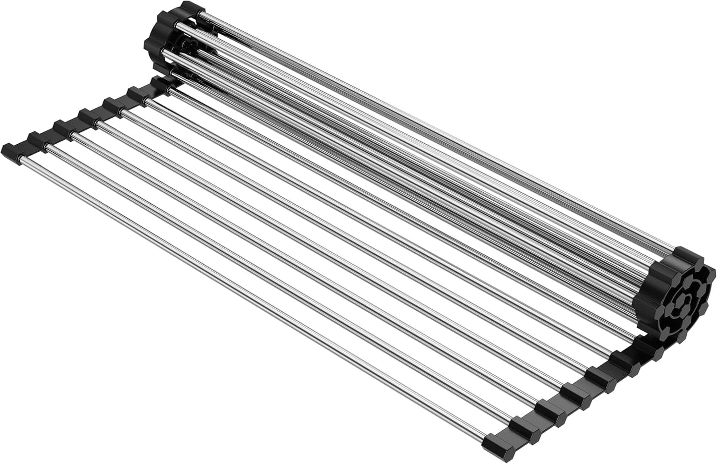 NEZUIBAN Dish Drying Rack with Roll Up and Over Sink for Kitchen,17.5"x15.7",Black