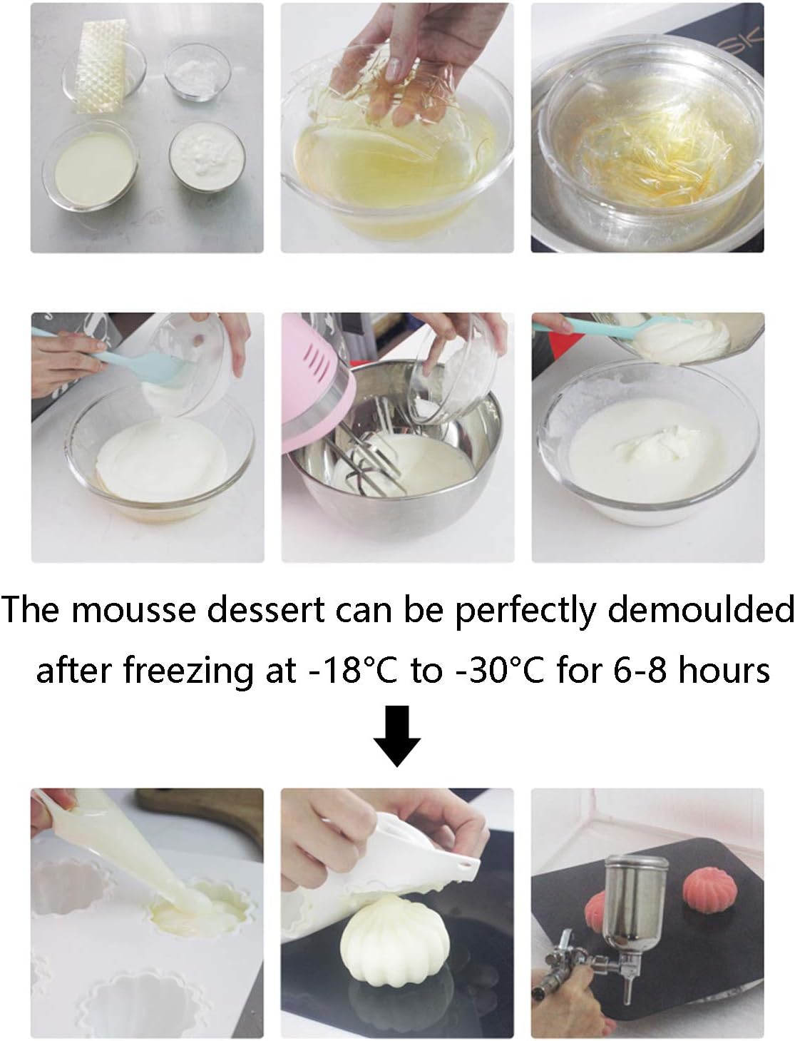 OCPO KITCHEN Square Silicone Mold for Baking Mousse Cake, 3D Silicone Mold for Baking Cheese Cakes Dessert Pastry Chocolate Pudding Ice Cream Handmade Soap Mold (8-Cavity)
