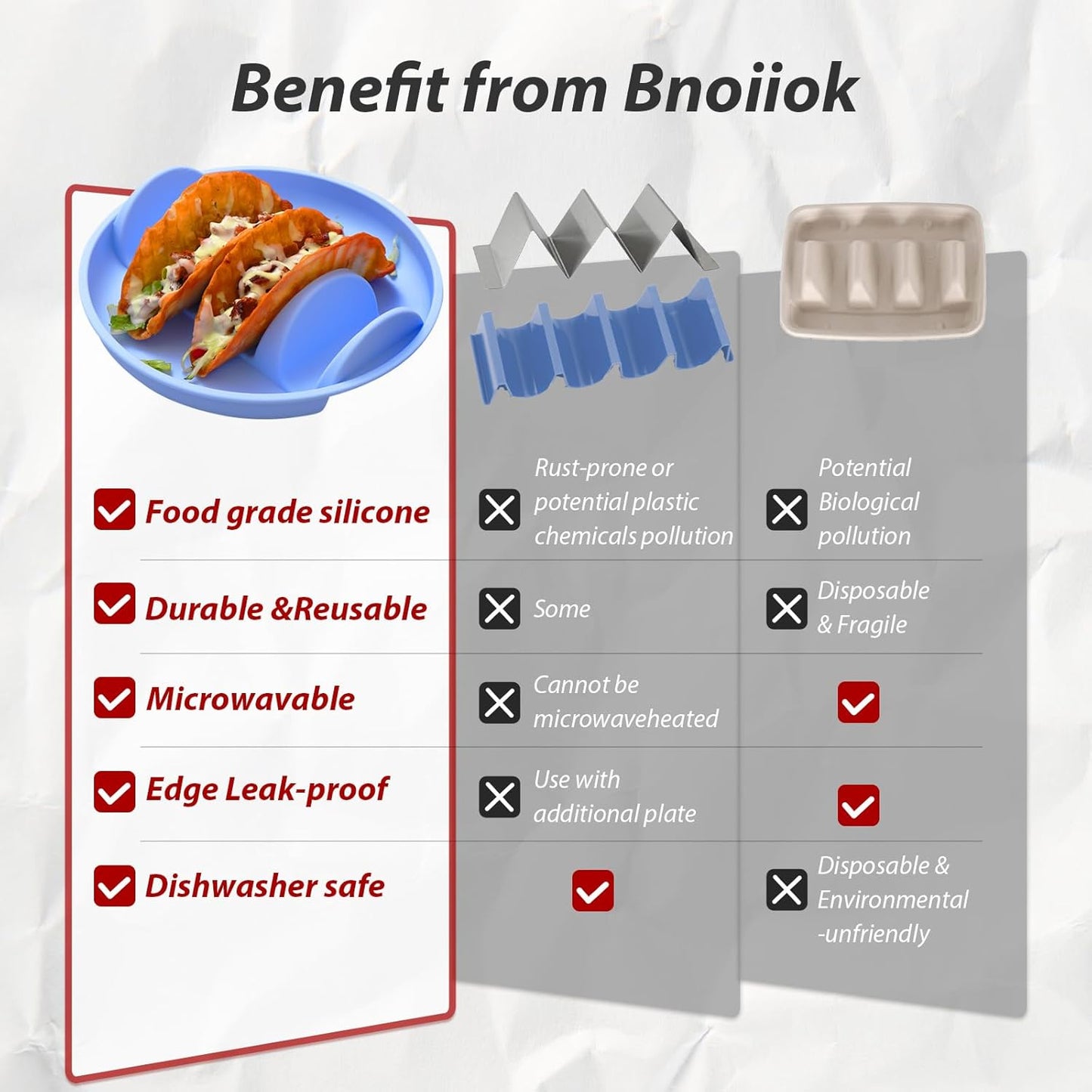 Taco Holder & Plates, Silicone Taco Plates with Dividers, 4 Tacodillo Shell Trotilla Holding Serving, Taco Tuesday Party Taco Holders, Pack of 2