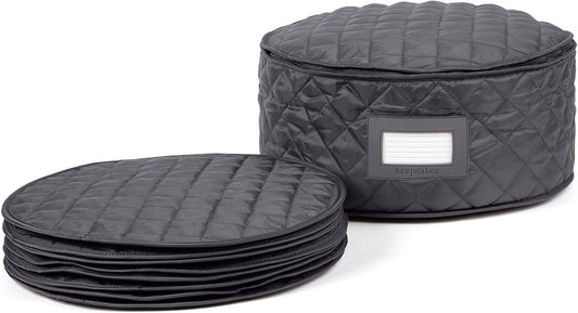 Covermates Keepsakes - Dish Storage - Padded Protection - ID Window - Stain Resistant - Machine Washable - China Storage, Slate