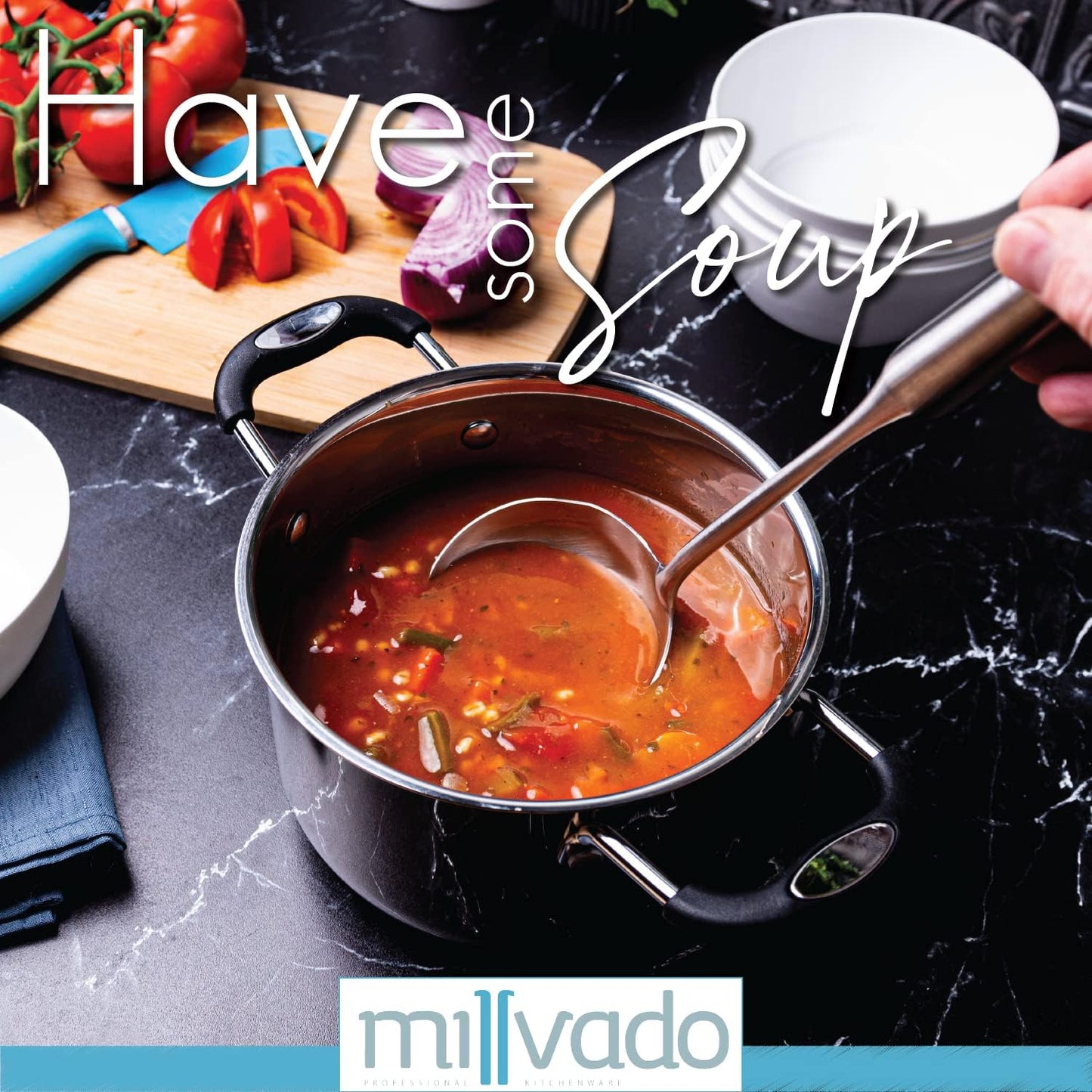 Soup Ladle, Stainless Steel Ladle, 15" Ladles for Serving or Cooking, Dishwasher Safe, Heavy Duty Durable Metal, Kitchen Ladel