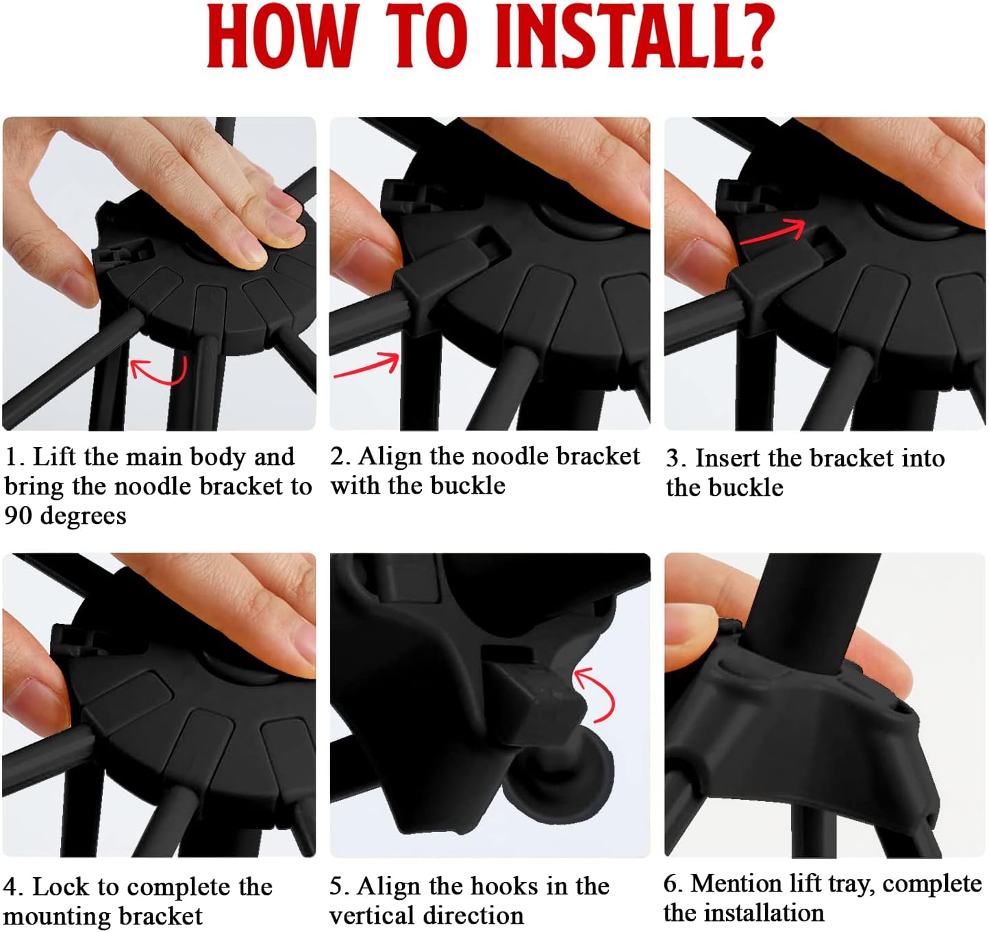 GOZIHA Kitchen Pasta Drying Rack | Make Homemade Fresh Pasta | Household Noodle Dryer Rack Hanging for Home Use | Spaghetti Drying Rack Noodle Stand | Easy Storage and Quick Set-Up (Black)