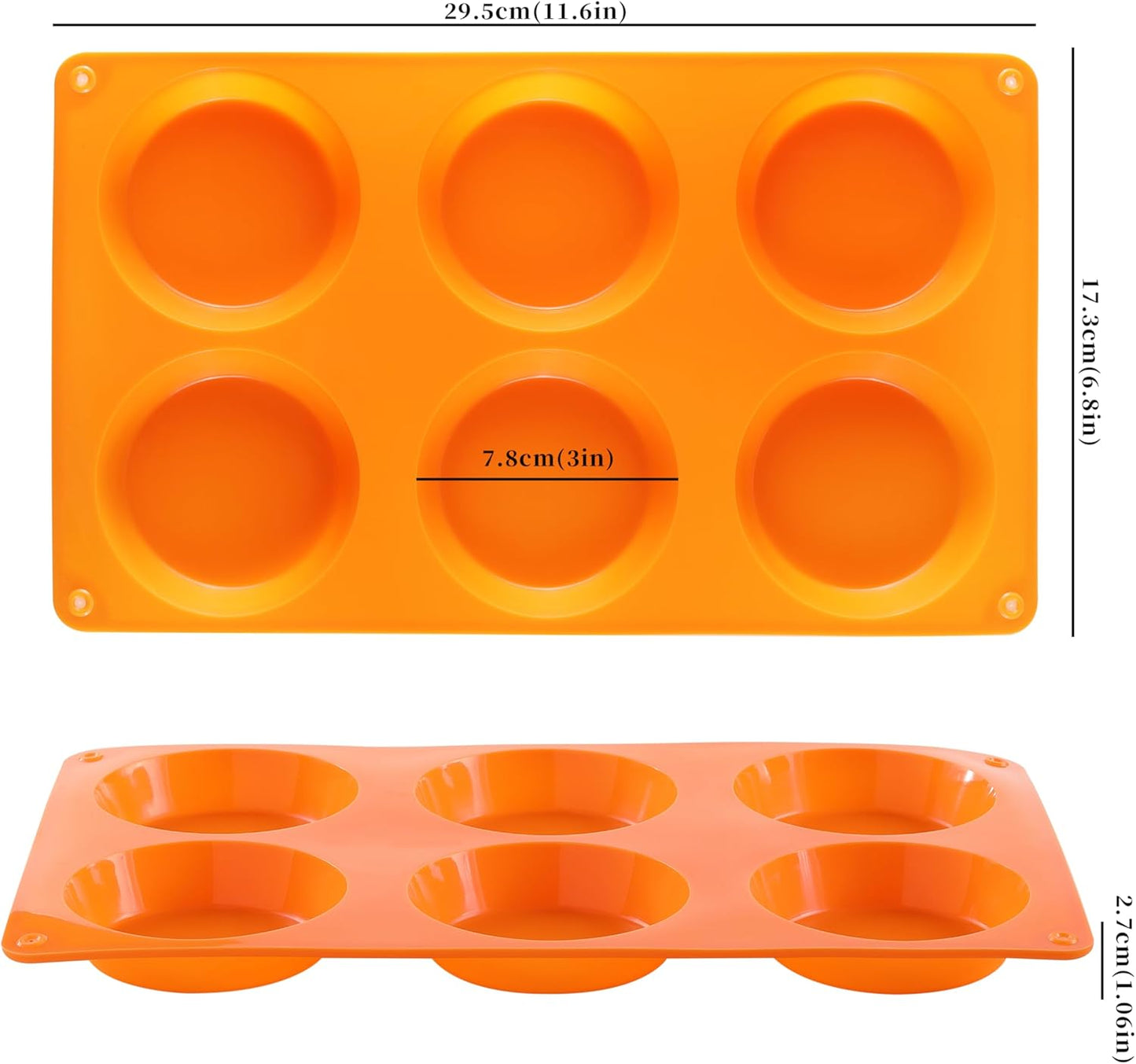 Muffin Top Pan, Silicone Egg Mold for Breakfast Sandwiches, Non-Stick 3" Round Egg Molds for Muffin Top, Whoopie Pies, Corn Bread, Tarts (Set of 3)