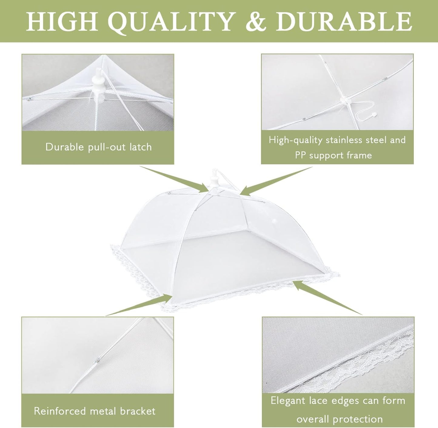 7Pack Various Size (40x24*1,17x17*2,14x14*2,12x12*2) Pop-up Food Tents Food Covers for Outside Mesh to Keep Bugs away,Reusable Collapsible Food Nets for Picnic Party BBQ Wedding Fruit