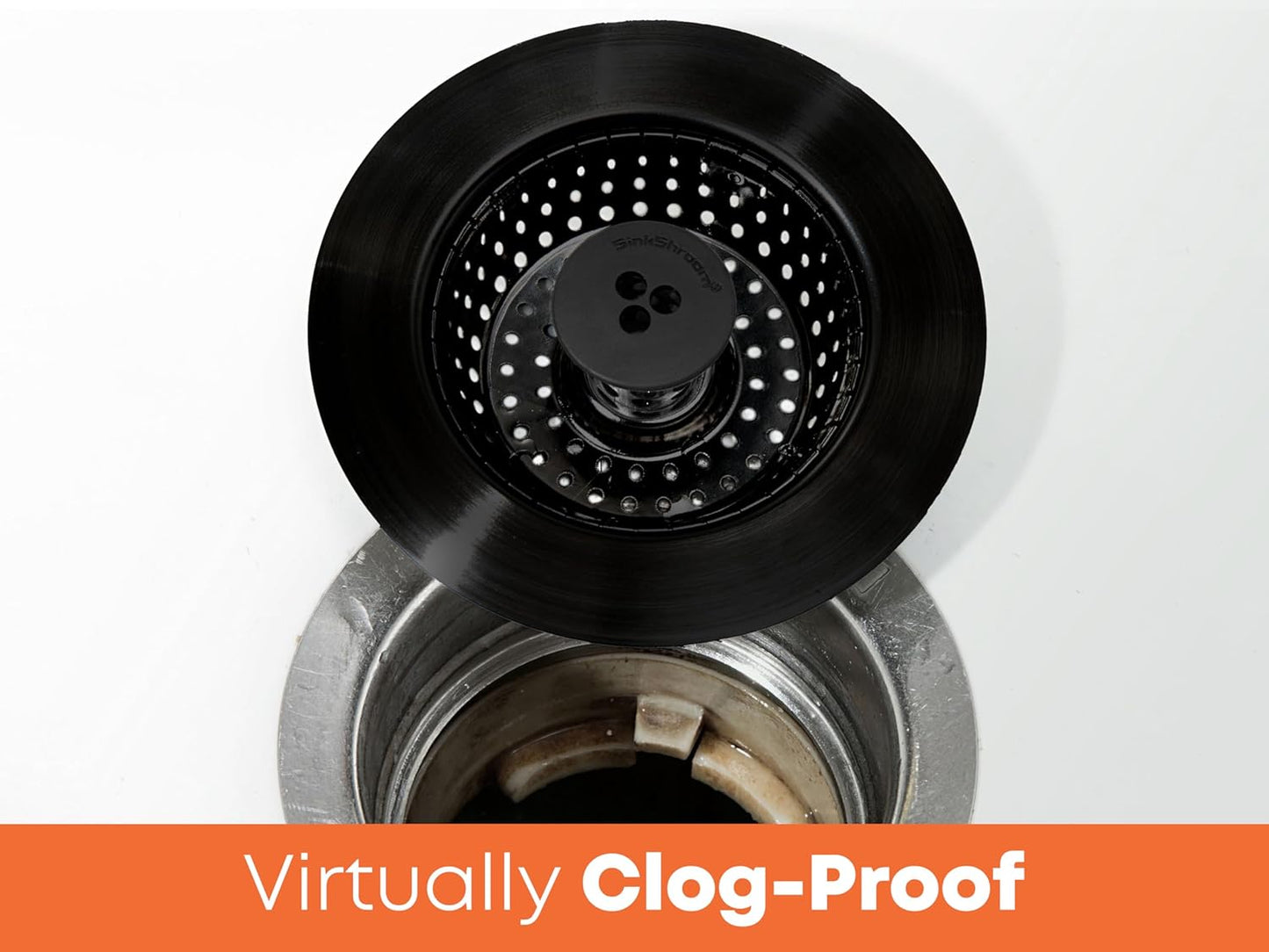 Kitchen SinkShroom Clog-Free Kitchen Sink Drain Strainer with Stopper - Sink Protector for Kitchen Sink, Stainless Steel, Matte Black