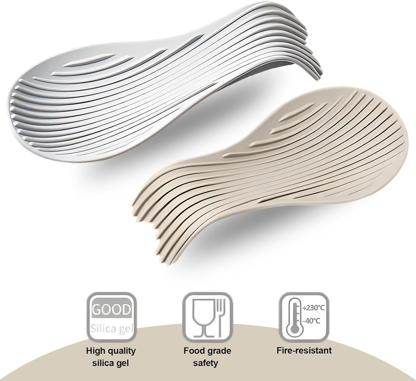 Spoon Rest, 2PCS Silicone Spoon Rest for Stove Top, spoon rest for stove top,Large Cooking Utensil Holder for Kitchen Counter, Heat-Resistant Kitchen utensil holder for Countertop