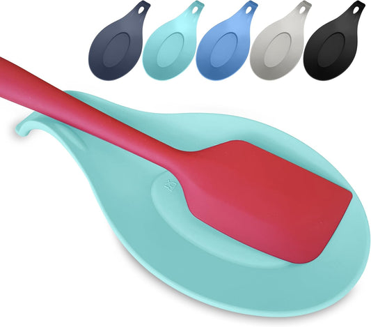 TEAL Silicone Spoon Rest for Stove Top, 1 Piece - HEAT RESISTANT, EASY TO CLEAN Kitchen Spoon Rest for Kitchen Counter, Holds XL Utensils, Safe on GLASS & INDUCTION Cooktops, DOESN’T BREAK if Dropped