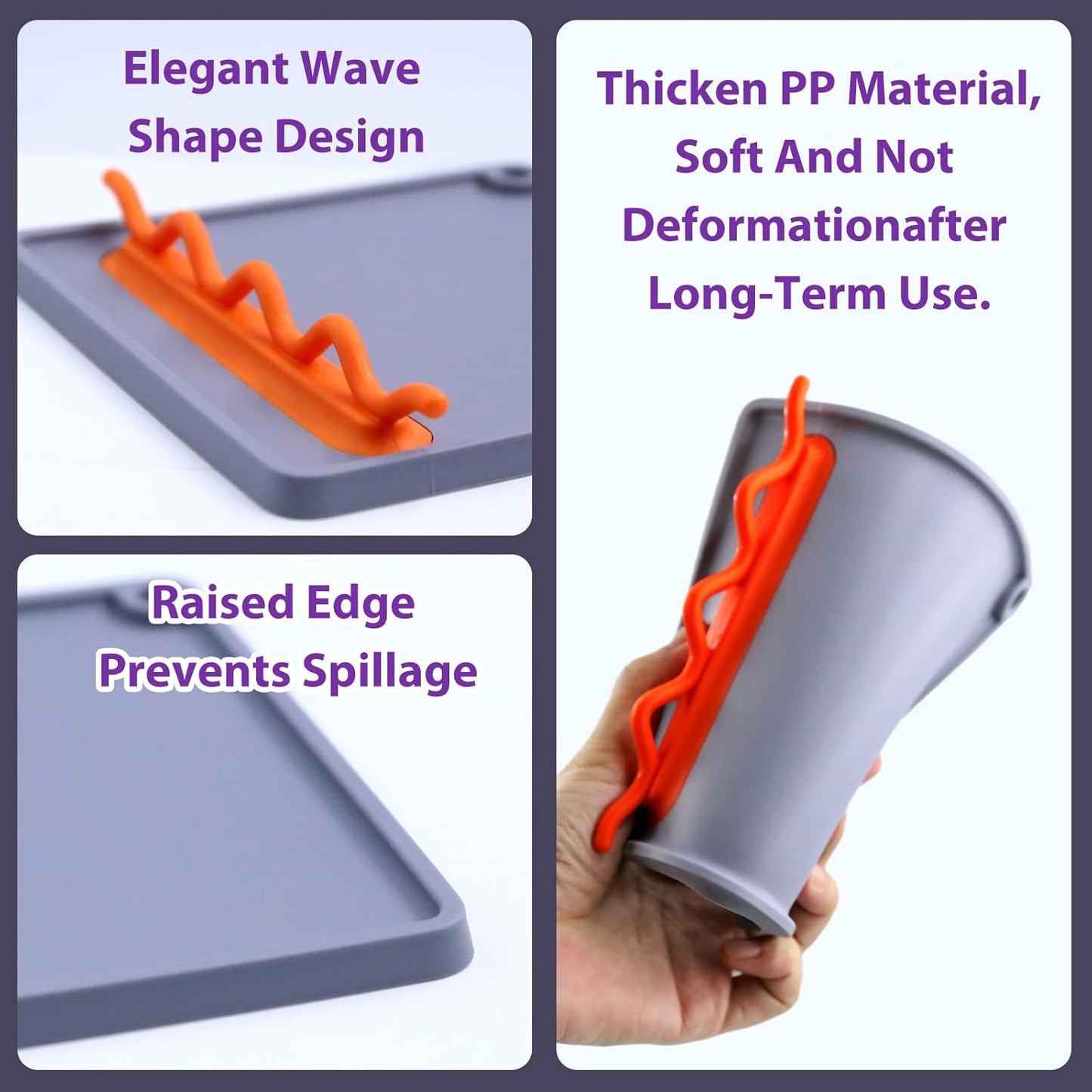 Silicone Spoon Rest for Stove, Heat-Resistant & BPA-Free, Non-Slip Kitchen Utensil Holder for Counter, Gray + Purple