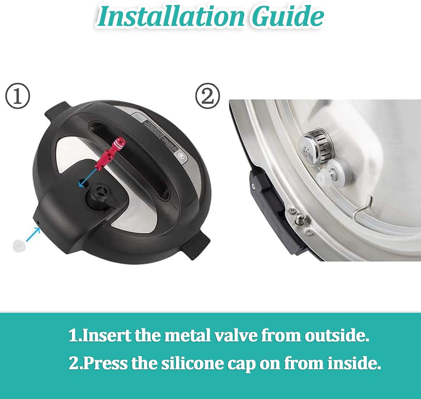 Zylione 2 Pack Float Valve - Replacement Parts with 6 Sealer Gasket - Replacement Float Valve wiht Silicone Caps for Pressure Cooker Duo/Duo Plus/Lux 8 QT,(2 Float Valves 6 Silicone Caps)