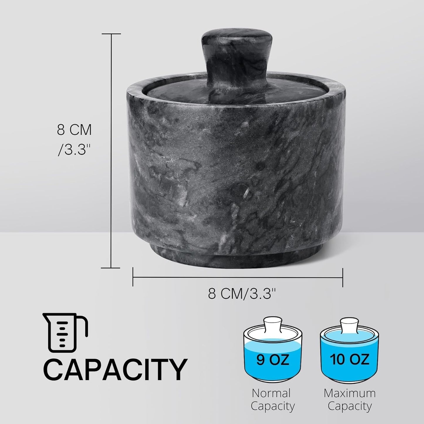 Flexzion Marble Salt Cellar with Lid, Multi-Purpose Marble Container for Salt, Pepper, Paprika and Powdered Herbs, Salt Containers for Countertop, Box for Jewelry, Watches & Accessories (Black)