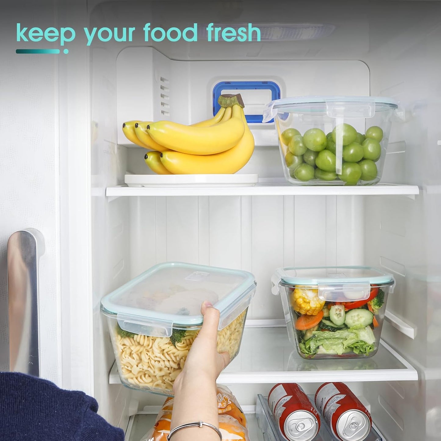 NUTRIUPS 2.6 L Large Glass Food Storage Containers, 9×6×5in Deep Rectangular Meal Prep Containers, Glass Microwave Bowls with Lids