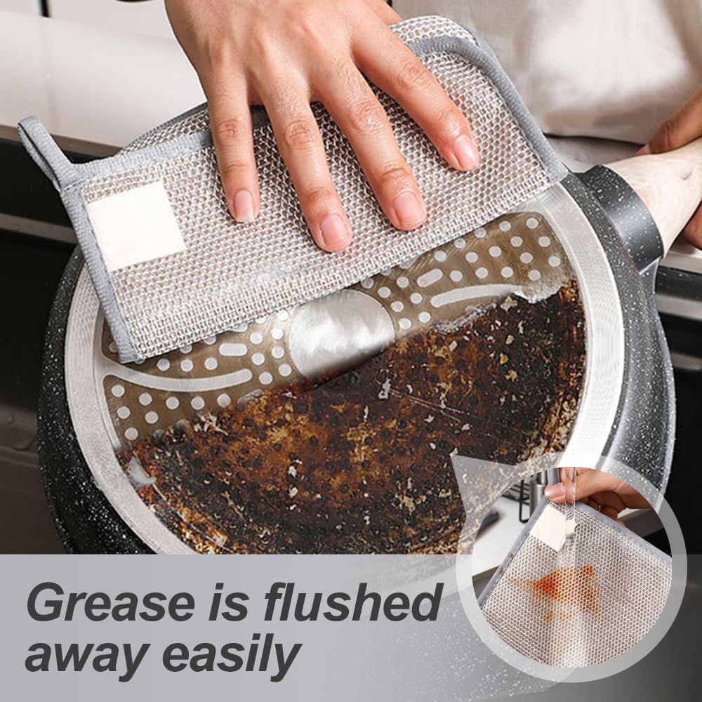 2025 New Multipurpose Wire Dishwashing Rags, Wet and Dry, Metal Scrubbing Pads Sponge Cloths Towels, Non-Scratch Wire Rags for Home Kitchen Dishes, Sinks, Pack of 10