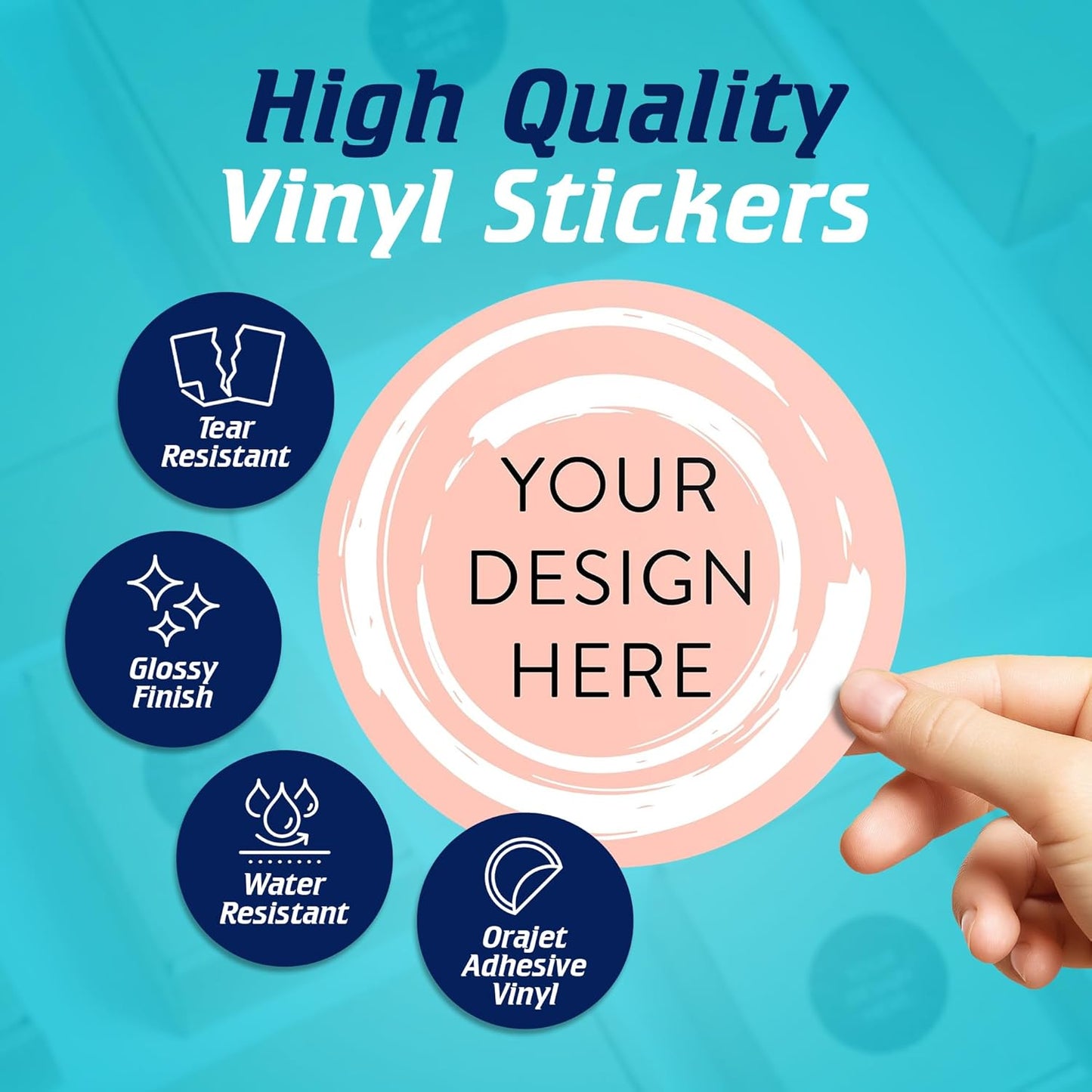 100 Custom Vinyl Stickers - Upload Your own Image, Text, Design, Logo - Personalized Logo Labels for Handmade, Packaging, Bottle, Jars, Candle, Brand Stickers (Peach, 6x6)