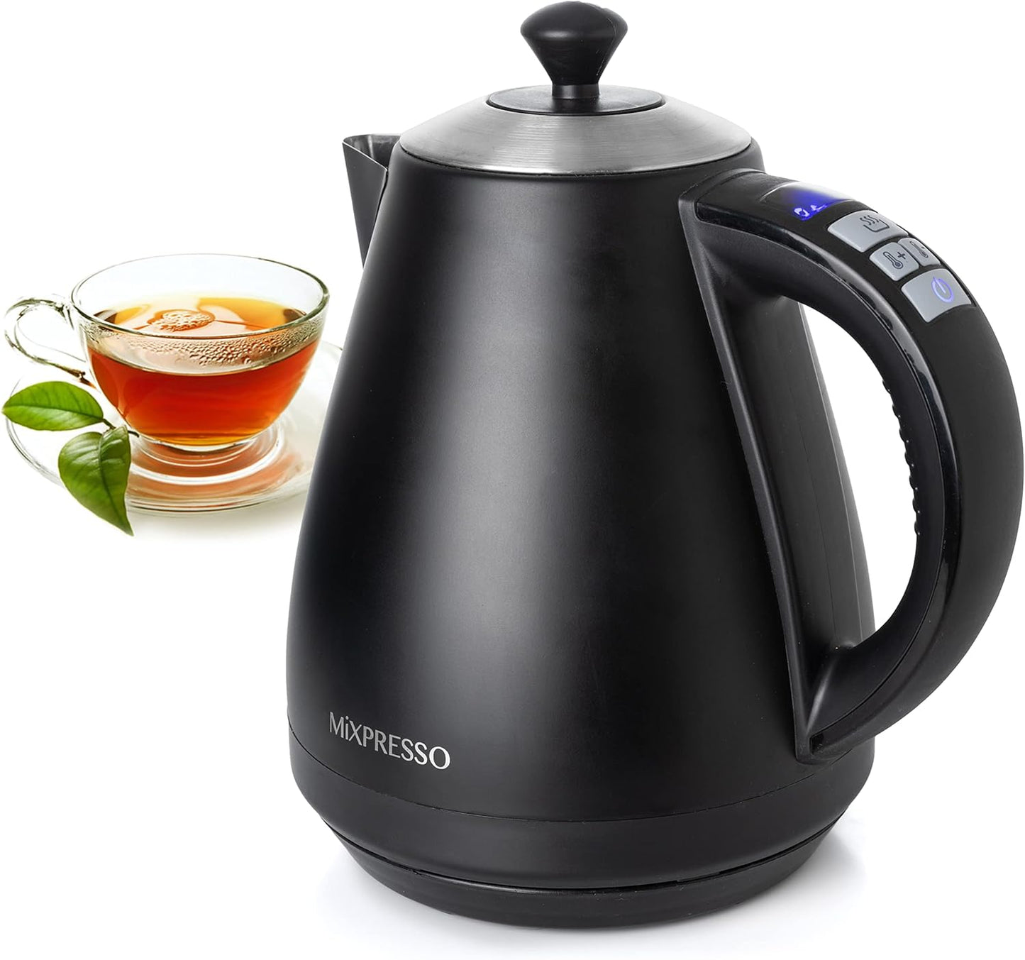 Mixpresso Electric Kettle Temperature Control, Hot Water Kettle Electric, Cordless 1 Liter Capacity, Keep Warm & Led Indicator, Auto-Shutoff, Boil-Dry Protection, Black Electric Kettle