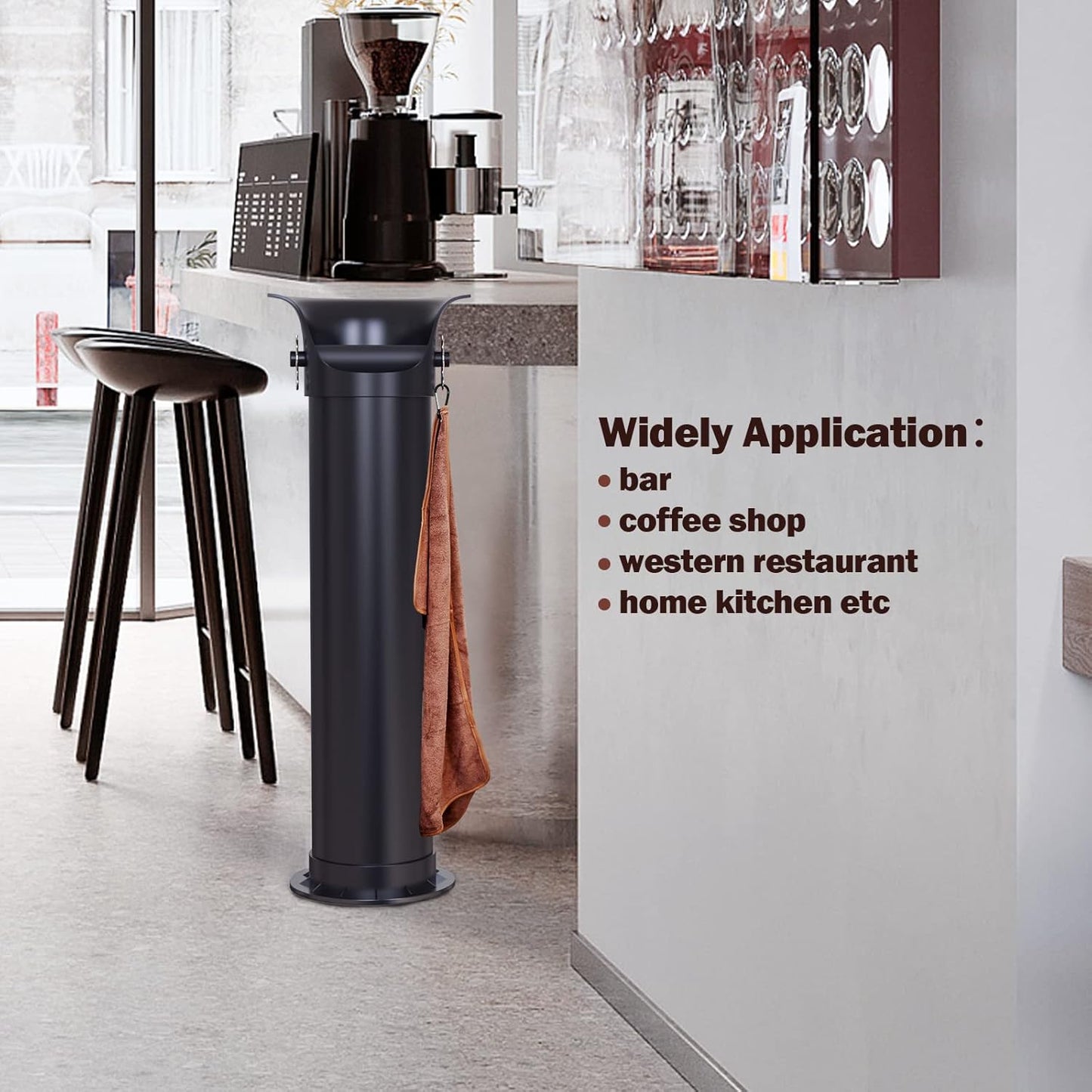 Knock Box for Espresso Grounds, Home and Commercial Use Knockbox with Removable Non-Slip Base & Barista Towel, Espresso Knock Box, Coffee Grind Collection Dump Bin, Extra Large