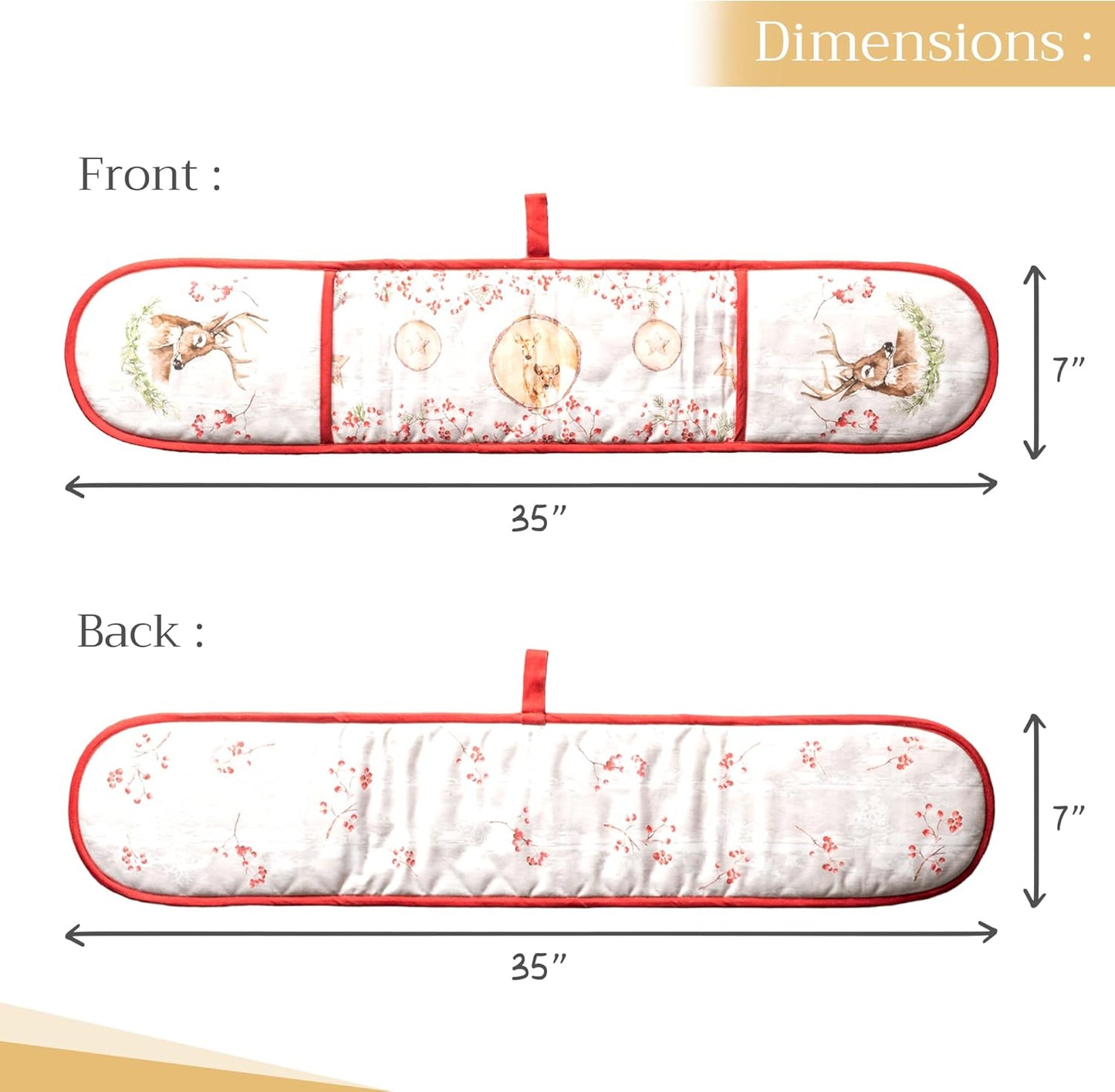 Maison d' Hermine Double Oven Mitt 100% Cotton Heat Resistant Cooking Gloves with Loop, Baking Barbeque, Handling Hot Pan, Mountain Life- Thanksgiving/Christmas (7 Inch x 35 Inch)