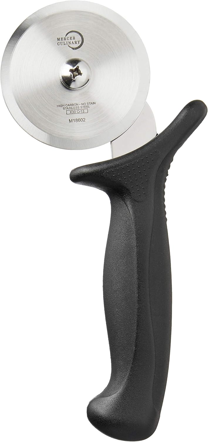Mercer Culinary Millennia Pizza Cutter with Black Handle, 2.75 Inch Wheel, Stainless Steel