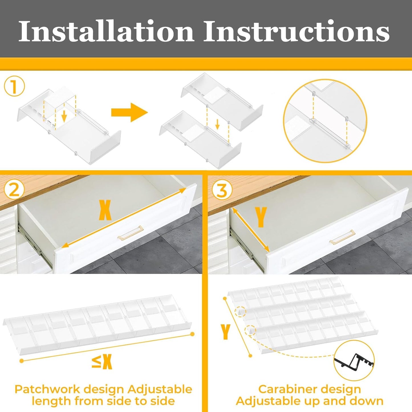 Famhap Spice Drawer Organizer, 48PCS Interlocking Expandable Seasoning Rack Tray Insert for Kitchen Drawers, Spice Rack Drawer for Spice Jars