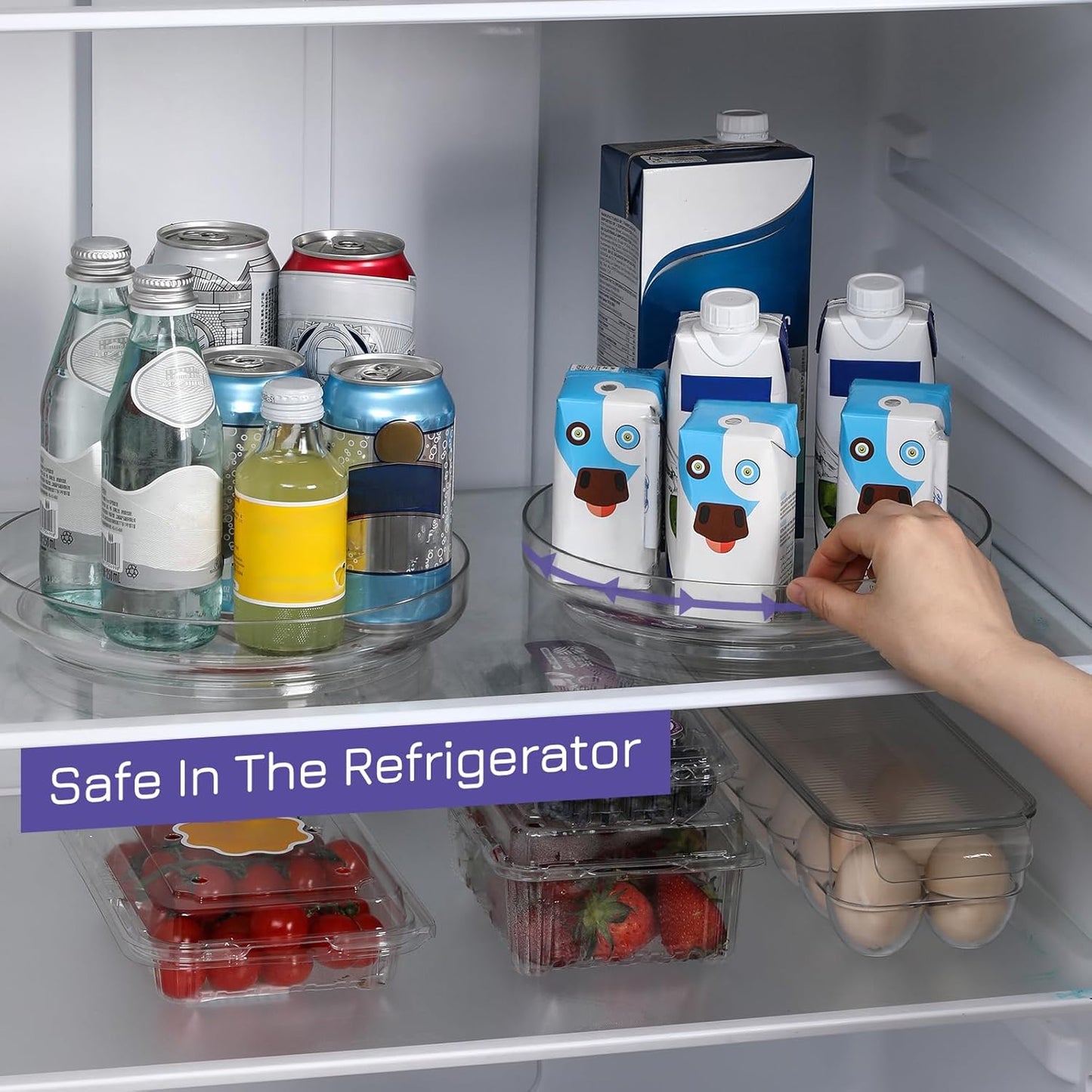 4 Pack, 10 Inch Clear Non-Skid Lazy Susan Organizers - Turntable Rack for Kitchen Cabinet, Pantry Organization and Storage, Fridge, Bathroom Closet, Vanity Countertop Makeup Organizing, Spice Rack